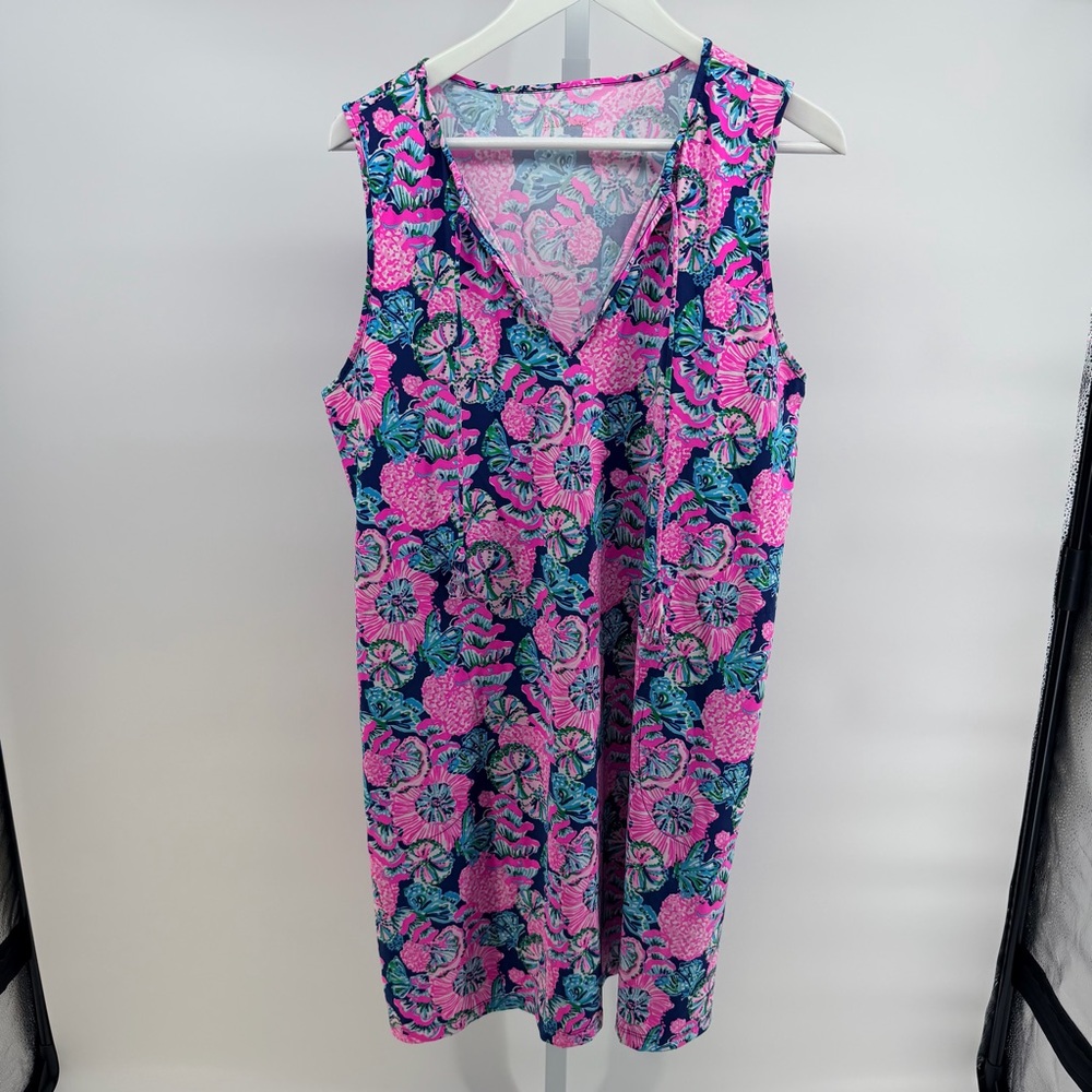 Lilly Pulitzer Johanna Swim Cover Up in Oyster Bay Navy Blue Shroom with a View - Picture 2 of 6